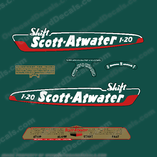 Scott Atwater 7.5hp 1-20 Model 503 Outboard Engine Decal Sticker Kit - 1950 - 1951 - SA-7.5-50-51