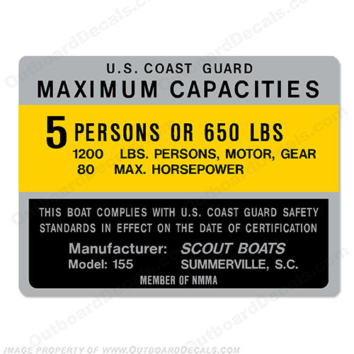 Scout 155 Capacity Decal - 5 Person INCR10Aug2021