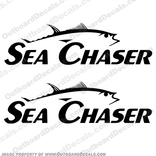 Sea Chaser by Carolina Skiff Boat Decals - Any Color! - Set of 2  - Style 2 sea, chaser, seachaser, carolina, skiff, boat, logo, decal, sticker, INCR10Aug2021