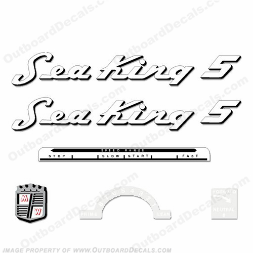 Sea King 1953-1955 5HP Decals - Black Outline INCR10Aug2021