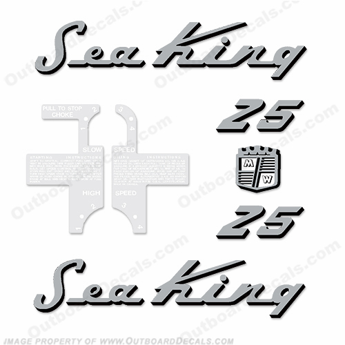 Sea King 1957 25HP Decals - Silver/Black INCR10Aug2021
