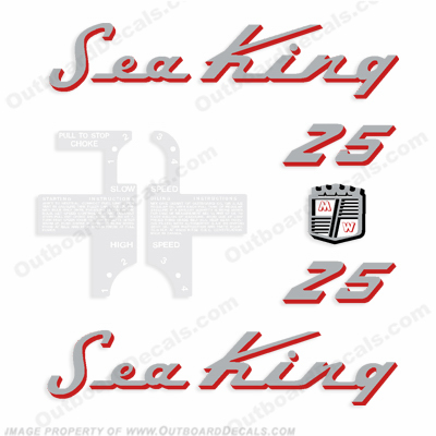 Sea King 1957 25HP Decals - Silver/Red INCR10Aug2021