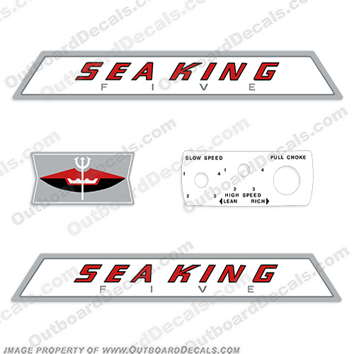 Sea King 1961 5HP Decals sea, king, decals, 5, hp, five, 5hp, seaking, outboard, motor, engine, decal, kit, set, 1961, 1962