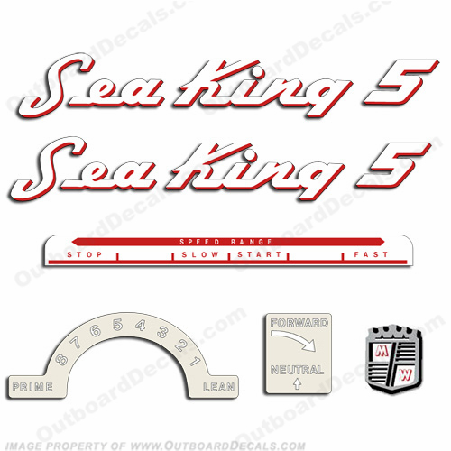 Sea King 1953-1955 5HP Decals - Red Outline INCR10Aug2021