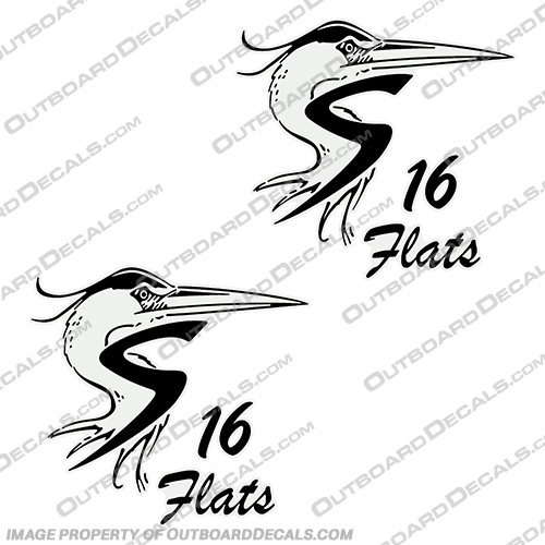 Shoalwater 16 Flats Boat Decals - (Set of 2) Shoalwater, 16, Flat, Flats, Boat, Decal, Decals, Set of 2, Set, of, 2, two, Set of Two