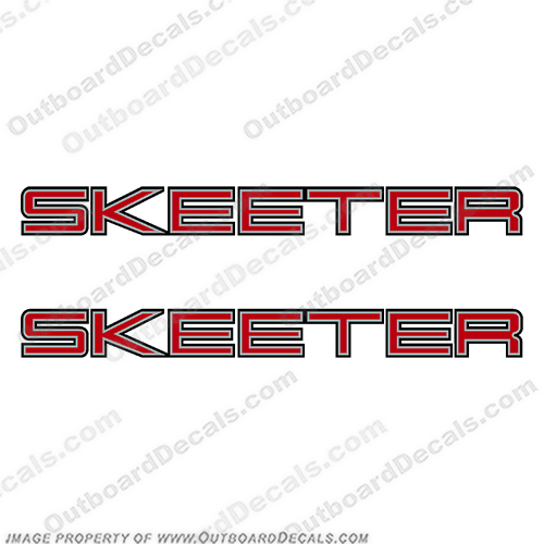 Skeeter Boat Logo Decals - Silver/Red/Black (White/Red/Black version listed separately) - Set of 2 Decals skeeter, boats, boat, logo, decal, sticker, kit, set, zx, 190, INCR10Aug2021