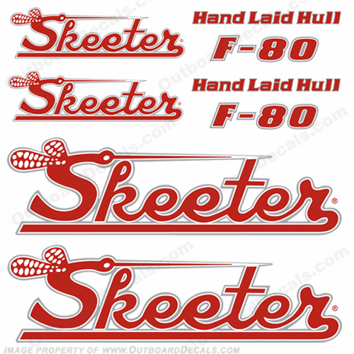 Skeeter F-80  Decal Package - Red/White/Silver INCR10Aug2021