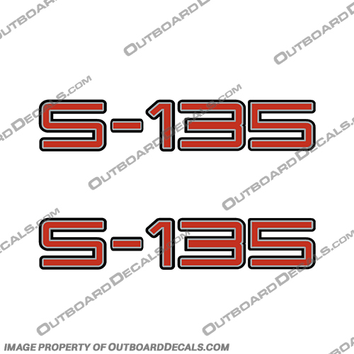 Skeeter S-135 Boat Logo Decals - Silver/Red/Black  - Set of 2 skeeter, boats, boat, logo, decal, sticker, kit, set, of, 2, silver, red, black, s135, stickers, decals, s-135,