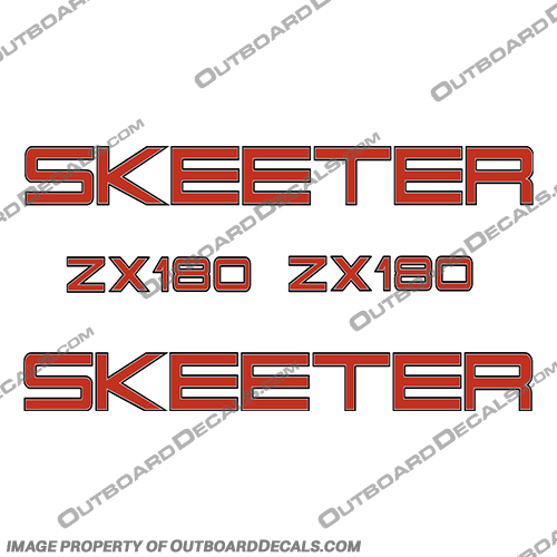 Skeeter ZX 180 Boat Decal Sticker Kit Full Set - Silver Red skeeter, zx, 180, boat, decal, sticker, kit, full, set, decals, silver, red