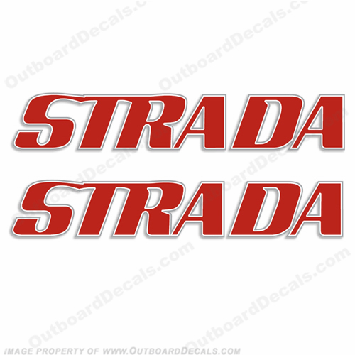 Strada Boat Logo Decals - Red/White/Silver INCR10Aug2021