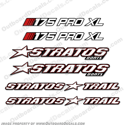 Stratos Boats 175 Pro XL Decal Package stratos, boat, decal, package, 175, pro, xl, kit, sticker, logos, trail, stratos, boats, sticker, set