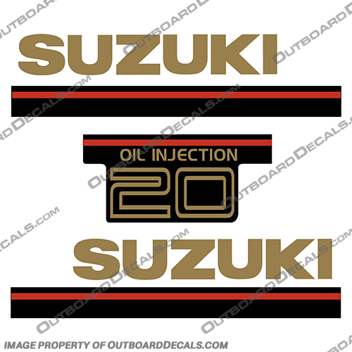 Suzuki 20hp 2-Stroke Decal Kit - 1995 Suzuki, 20, 20hp, hp, horsepower, 2, stroke, two, 2-stroke, two-stroke, decal, kit, 1995