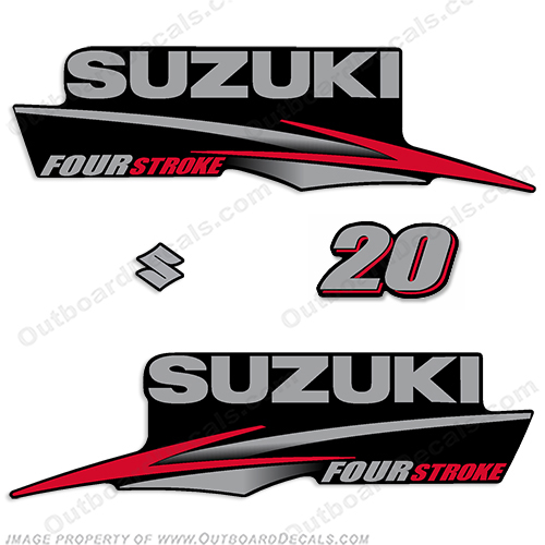 Suzuki 20hp FourStroke Decal Kit 2013+ 20, 20 hp, 4 stroke, four stroke, 4stroke, INCR10Aug2021