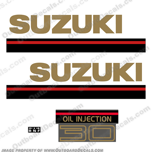 Suzuki 30hp Oil Injection Outboard Engine Decal Kit - 1995-1997 suzuki, 1995, 1994, 1996, 1997, 90, 91, 92, 20, hp, outboard, engine, motor, decal, kit, set, oil, injection, 30, 30hp, INCR10Aug2021
