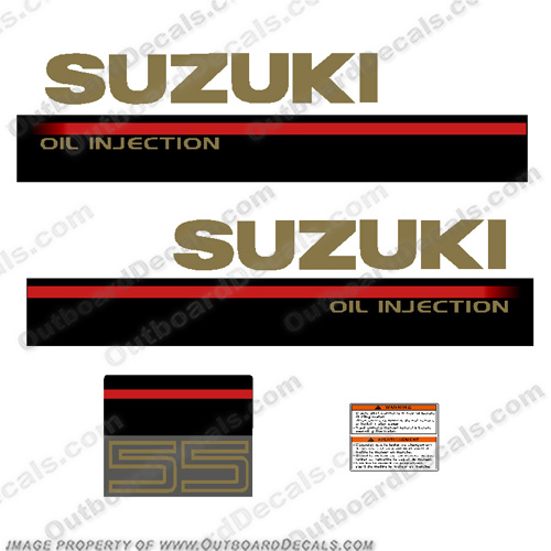 Suzuki 55hp Oil Injection Outboard Engine Decal Kit - 1995 - 1997  INCR10Aug2021