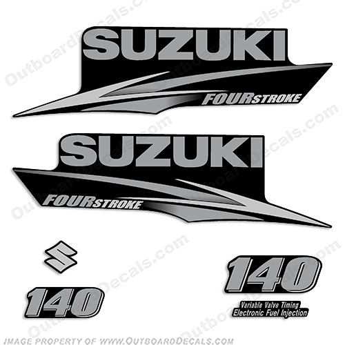 Suzuki 140hp Decal Kit - Custom Silver/Grey INCR10Aug2021