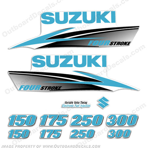 Suzuki DF Fourstroke Decals (Custom Light Blue) 2010+ INCR10Aug2021
