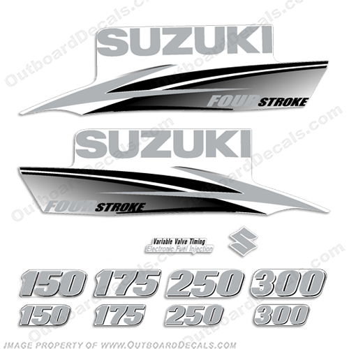 Suzuki DF Fourstroke Decals (Custom Silver) 2010+ INCR10Aug2021
