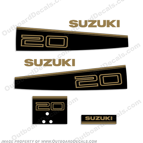 Suzuki 20hp Decal Kit - 1988 - 1991 suzuki, 88, 89, 90, 91, 92, 20, hp, outboard, engine, motor, decal, kit, set, INCR10Aug2021