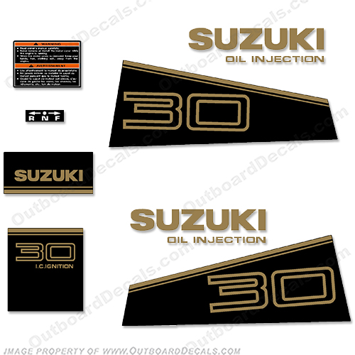 Suzuki 30hp Oil Injection Decal Kit 1989 - 1992 30, 89, 90, 91, 92, INCR10Aug2021