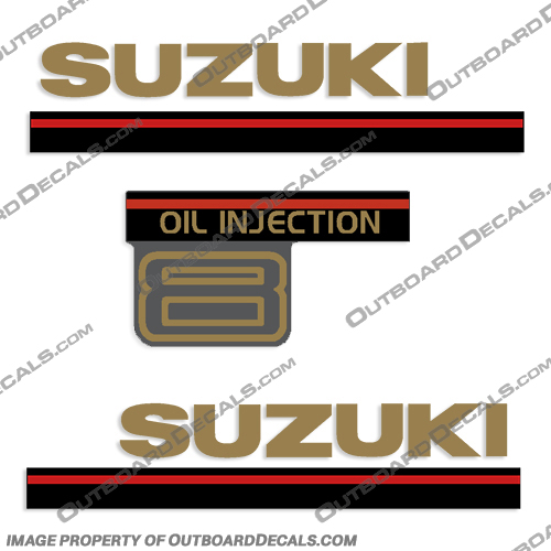 Suzuki 8hp 2-Stroke Decal Kit - 1995 Suzuki, 8, 8hp, 2, 2 stroke, 2-stroke, 2 - stroke, two, two-stroke, two - stroke, decal, decals, kit, 1995