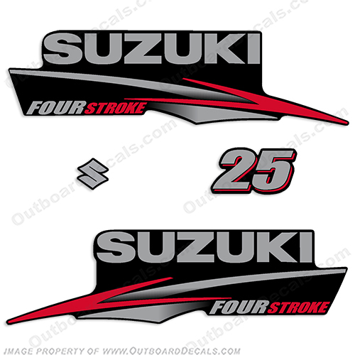 Suzuki 25hp FourStroke Decal Kit 2013+ 25, 25 hp, 4 stroke, four stroke, 4stroke, INCR10Aug2021