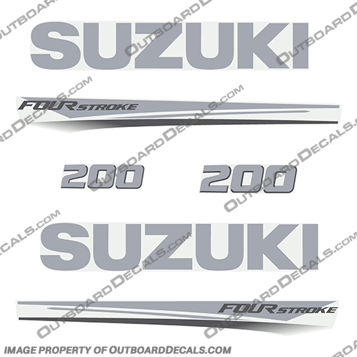 Suzuki 200 Fourstroke New 2017 and Up  suzuki, 200, 200hp, 2017, 2018, 2019, 2020, new, style, decal, decals, set, kit, stickers, outboard, engine, motor,
