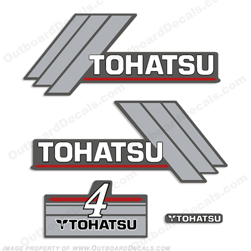 Tohatsu 4hp Decal Kit 1996 - 2005 4, hp, 1996, 1997, 1998, 1999, 2000, 2001, 2002, 2003, 2004, 96, 97, 98, 99, 00, 01, 02, 03, 04, mfs4a, INCR10Aug2021