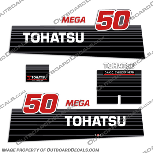 Tohatsu 50hp Mega Decal Kit  Tohatsu, 50, hp, 50hp, Mega, Decal, Kit, boat, decals, engine, outboard, stickers,