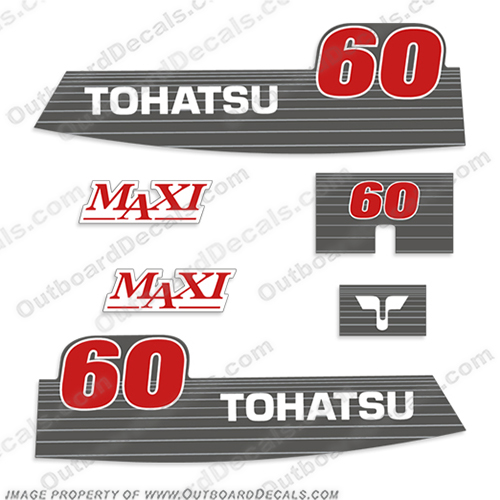 Tohatsu 60hp Maxi Decal Kit tohatsu, motor, decals, 60, hp, maxi, outboard, engine, stickers, decal, sticker, kit, set