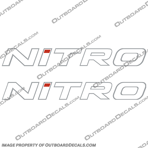 Tracker Marine Nitro Boat Decals  - White w/Silver outline Tracker, marine, nitro, boat, decals, white, with, w/, silver, outline, stickers, engine, 
