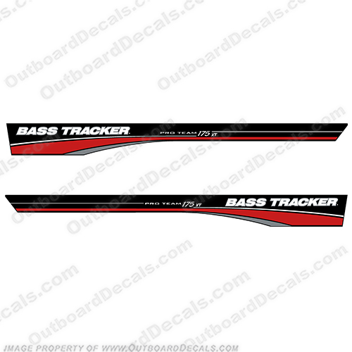 Bass Tracker Pro Team 175 XT Decals - Red / Grey / Black Bass, tracker, fish, the, finest, boat, boats, logo, lettering, decal, sticker, hull, sticker, INCR10Aug2021