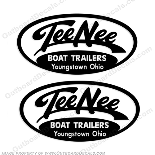 Tee Nee of Youngstown Ohio Boat Trailer Decals (Set of 2) Style 2 - Any Color!  Tee-Nee, tee-nee, INCR10Aug2021