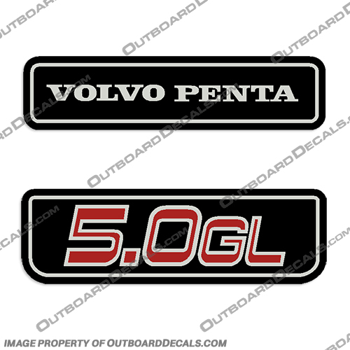 Volvo Penta 5.0GL Engine Cover Decals volvo, penta, 5.0gl, 5.0, gl, engine, cover, motor, boat, decals, set, stickers, stern, drive, outdrive, outboard, 