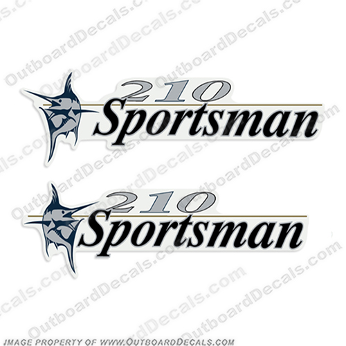Wellcraft Sportsman 210 Logo Boat Decals (Set of 2)   well, craft, fisher, man, ,sportsman, Fisherman, 210, marlin, boat, logo, decal, sticker, 210 fisherman, fisherman210, INCR10Aug2021