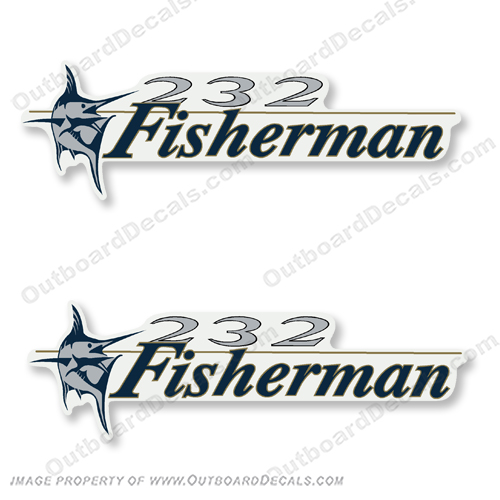 Wellcraft Fisherman 232 Logo Boat Decals (Set of 2)  well, craft, fisher, man, Fisherman232, marlin, boat, logo, decal, sticker, 232, INCR10Aug2021