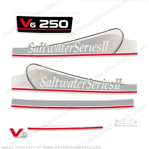 Yamaha 250hp Saltwater Series II Decals - Silver (Partial Kit) 250 hp, 250, salt water, salt, 2, two, INCR10Aug2021