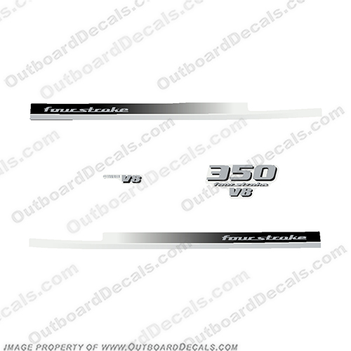 2008+ Yamaha 350 hp V8 Decals - Silver/Black for white engines 350, 350 hp, v 6, white, cowl, INCR10Aug2021