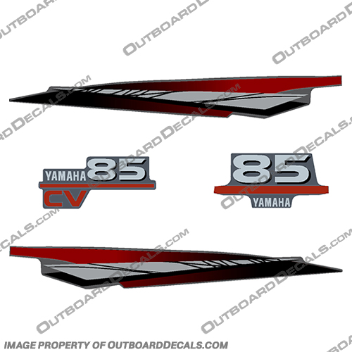 Yamaha 85hp CV Decal Kit - 1997 - 2001 (Red/Silver) (Partial Kit)  85, 85hp, 85 hp, yamaha, decal, kit, engine, boat, motor, cv, CV, 97, 98, 99, 2000, 2001