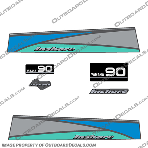 Yamaha 90hp Inshore Decal Kit - 1999 - 2000 (Partial Kit)  90, two stroke, two-stroke, twostroke, 2 stroke, 2stroke, 97, 98, 99, 2000, inshore, yamaha, 
