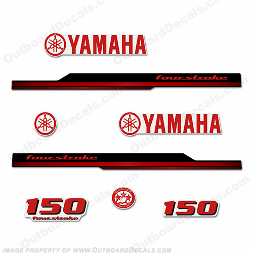 Yamaha 150hp Fourstroke Decals 2008+ (Red)
