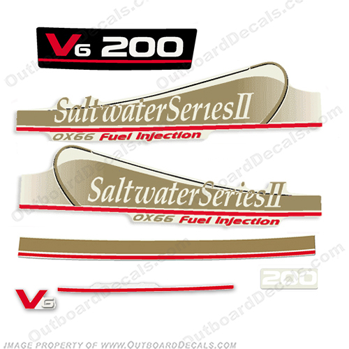 Yamaha 200hp Saltwater Series II OX66 Fuel Injection Decals - Gold (Partial Kit) 200, 200 hp, salt, water, salt-water, 2, INCR10Aug2021