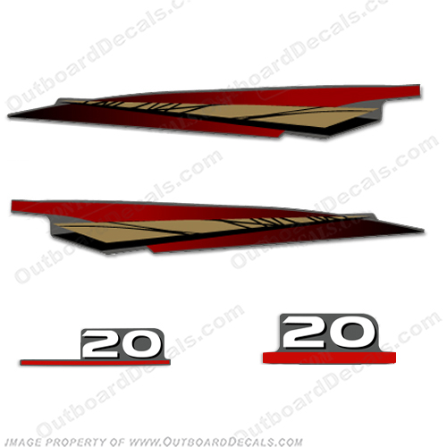 Yamaha 20hp 2-Stroke Decals 1998-2004 (Gold) (Partial Kit) 20, 2 stroke, 2stroke, twostroke, two stroke, two-stroke, INCR10Aug2021