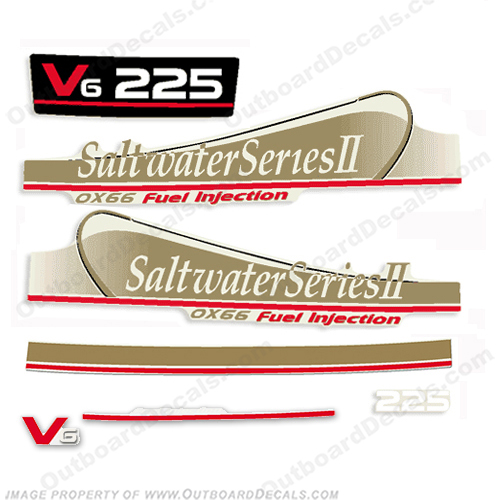 Yamaha 225hp Saltwater Series II OX66 Fuel Injection Decals - Gold (Partial Kit) 225, 225 hp, salt water, sat, water, INCR10Aug2021