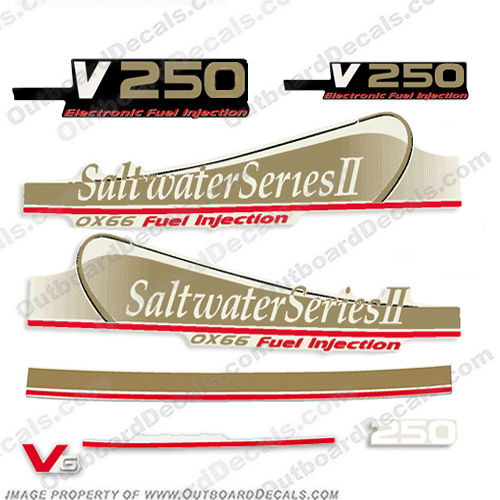 Yamaha 250hp Saltwater Series II (V 250) OX66 Fuel Injection Decals - Gold (Partial Kit)  250, saltwater 2, series 2, v250, v 250, INCR10Aug2021