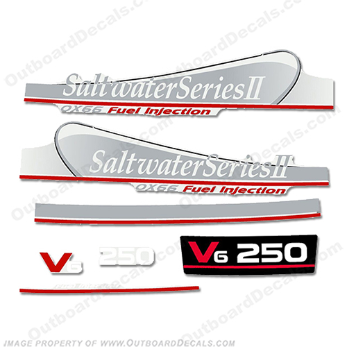 Yamaha 250hp OX66 Decals - Silver (Partial Kit) 250, 250 hp, saltwater series, salt water series, salt, water, INCR10Aug2021