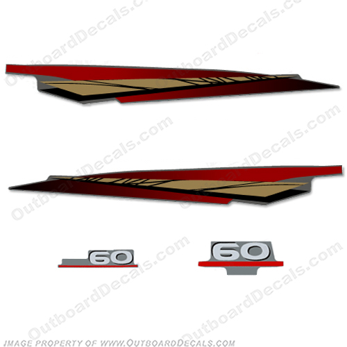 Yamaha 60hp 2-Stroke Decal Kit - 1997 - 2001 (Red/Gold) (Partial Kit) 60, two stroke, two-stroke, twostroke, 2 stroke, 2stroke, 97, 98, 99, 2000, INCR10Aug2021