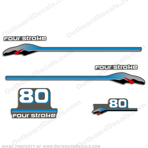 Yamaha 80hp 4-stroke Carbureted Decals 1999 - 2000 (Partial Kit) 80, 80 hp, 4 stroke, 4stroke, fourstroke, four stroke, four-stroke, 99, INCR10Aug2021