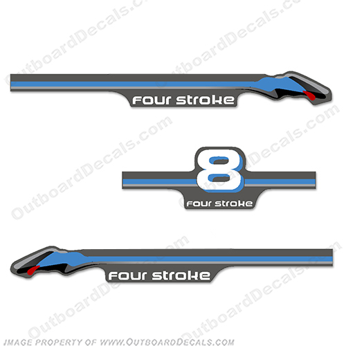 Yamaha 8hp Fourstroke Decals - 2000 Style (Partial Kit) 8, four stroke, four-stroke, 4 stroke, 4-stroke, INCR10Aug2021