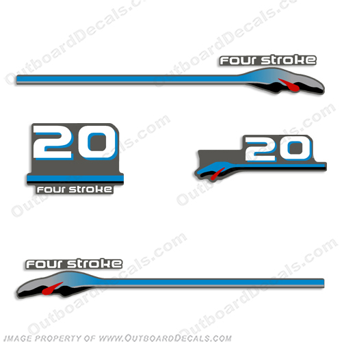 Yamaha 20hp Fourstroke Decals - 2000 Style (Partial Kit) 20, four stroke, four-stroke, 4stroke, 4 stroke, 4-stroke, INCR10Aug2021
